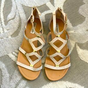 Steve Madden sparkle iridescent embellished sandals nude sz 8.5